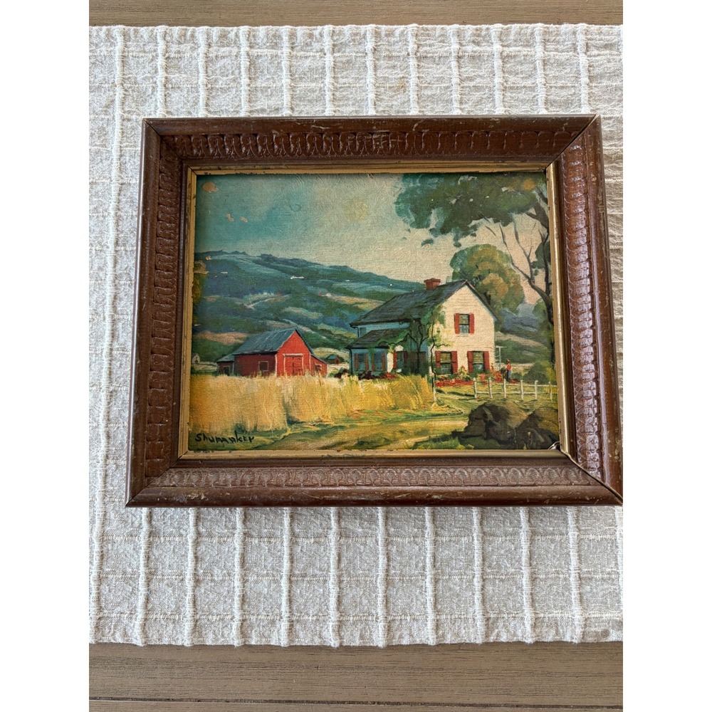 vintage framed print lithograph Peaceful Valley by artist Philip Shumaker